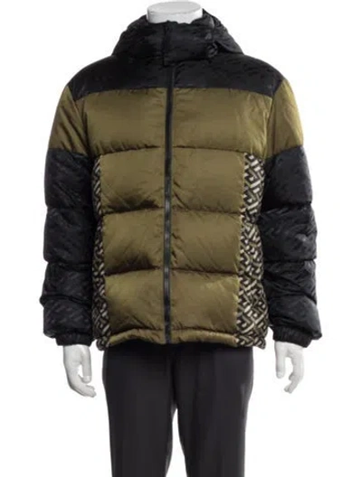 Pre-owned Versace Graphic Print Puffer Coat In Green