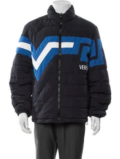 Pre-owned Versace Graphic Print Puffer Coat W/ Tags In Multi