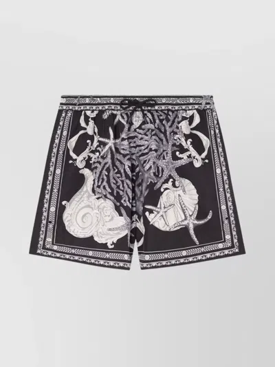 Versace Graphic Print Reversible Swim Shorts In Black