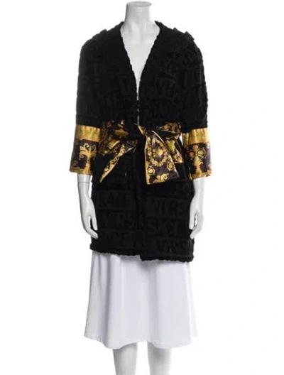 Pre-owned Versace Graphic Print Robe In Black