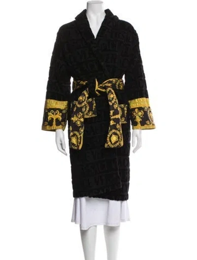 Pre-owned Versace Graphic Print Robe In Black