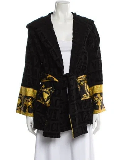 Pre-owned Versace Graphic Print Robe In Black