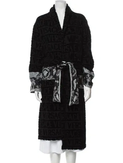Pre-owned Versace Graphic Print Robe In Black
