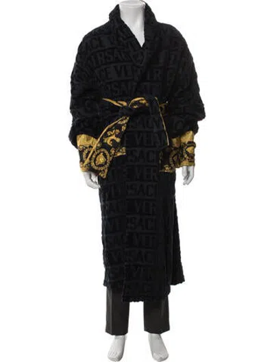 Pre-owned Versace Graphic Print Robe In Black