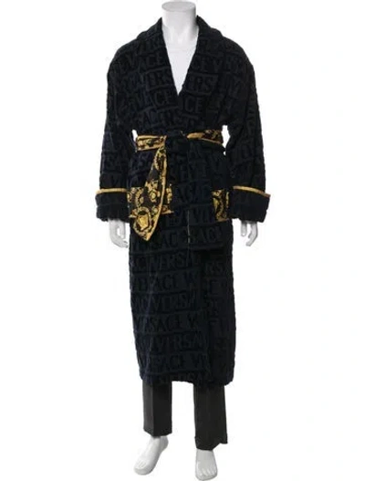 Pre-owned Versace Graphic Print Robe In Black/blue