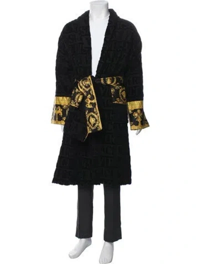 Pre-owned Versace Graphic Print Robe In Black/yellow