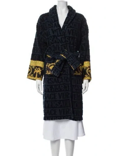 Pre-owned Versace Graphic Print Robe In Blue