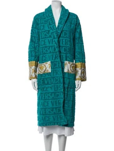 Pre-owned Versace Graphic Print Robe In Blue