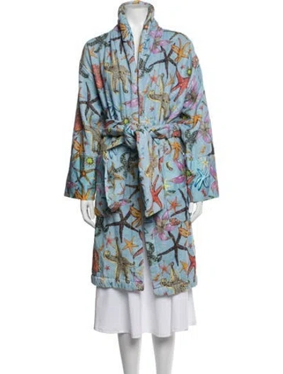 Pre-owned Versace Graphic Print Robe In Blue