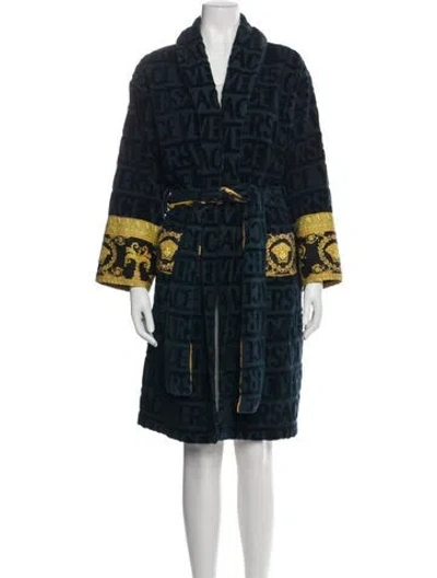 Pre-owned Versace Graphic Print Robe In Gray