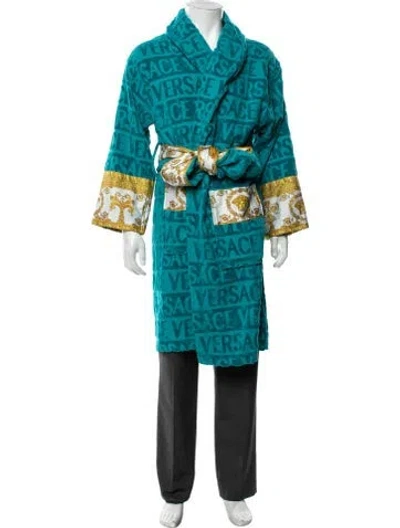 Pre-owned Versace Graphic Print Robe In Green