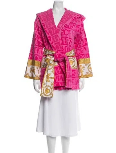 Pre-owned Versace Graphic Print Robe In Pink