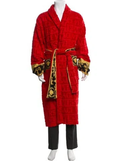 Pre-owned Versace Graphic Print Robe In Red