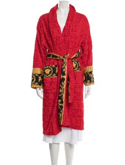 Pre-owned Versace Graphic Print Robe In Red