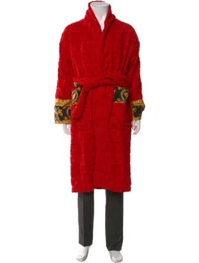 Pre-owned Versace Graphic Print Robe In Red
