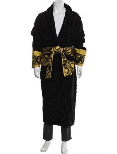 Pre-owned Versace Graphic Print Robe W/ Tags In Black