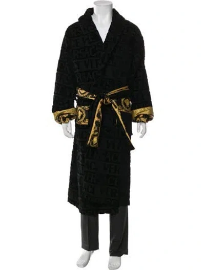 Pre-owned Versace Graphic Print Robe W/ Tags In Black