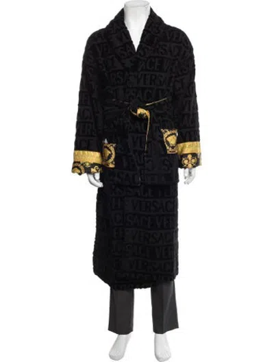 Pre-owned Versace Graphic Print Robe W/ Tags In Black