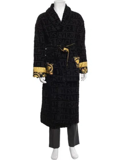Pre-owned Versace Graphic Print Robe W/ Tags In Black