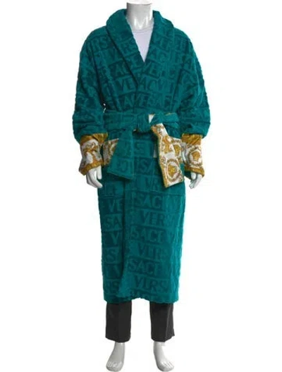 Pre-owned Versace Graphic Print Robe W/ Tags In Blue