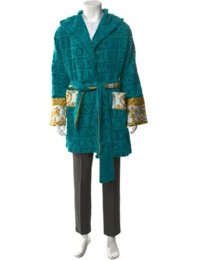Pre-owned Versace Graphic Print Robe W/ Tags In Blue