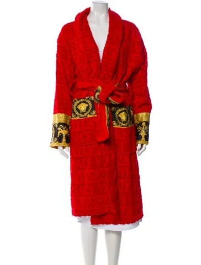 Pre-owned Versace Graphic Print Robe W/ Tags In Red