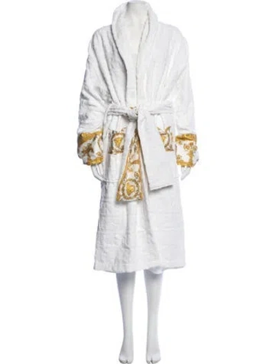 Pre-owned Versace Graphic Print Robe W/ Tags In White