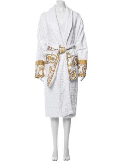 Pre-owned Versace Graphic Print Robe In White
