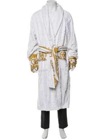 Pre-owned Versace Graphic Print Robe In White