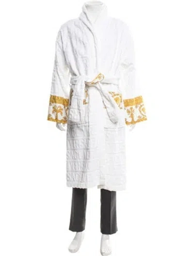 Pre-owned Versace Graphic Print Robe In White