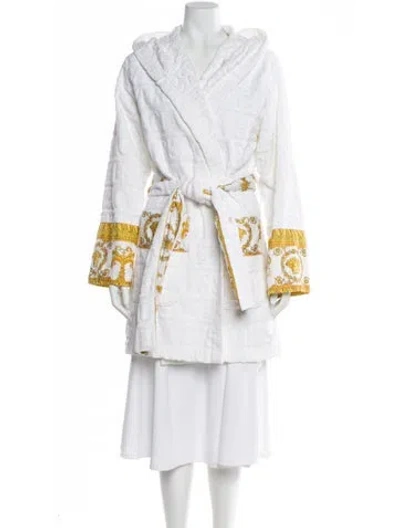 Pre-owned Versace Graphic Print Robe In White