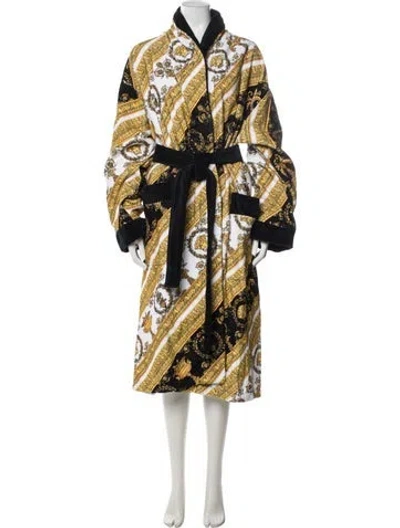 Pre-owned Versace Graphic Print Robe In White
