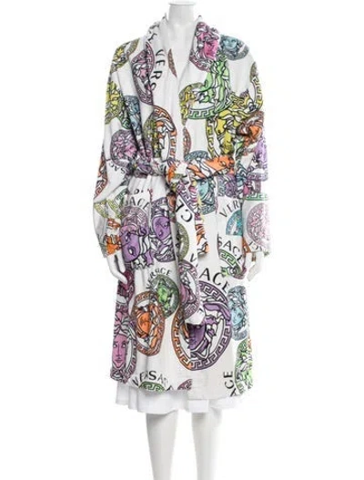 Pre-owned Versace Graphic Print Robe In White