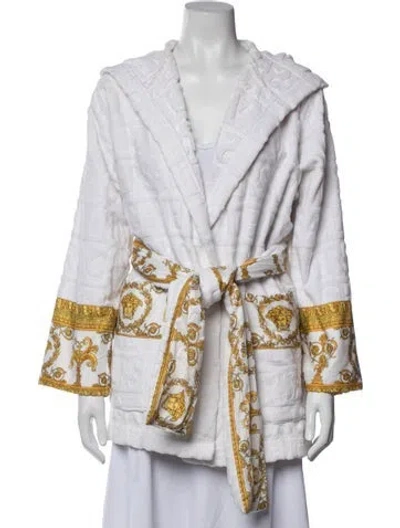 Pre-owned Versace Graphic Print Robe In White