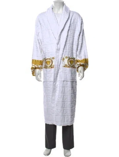 Pre-owned Versace Graphic Print Robe In White
