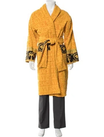 Pre-owned Versace Graphic Print Robe In Yellow