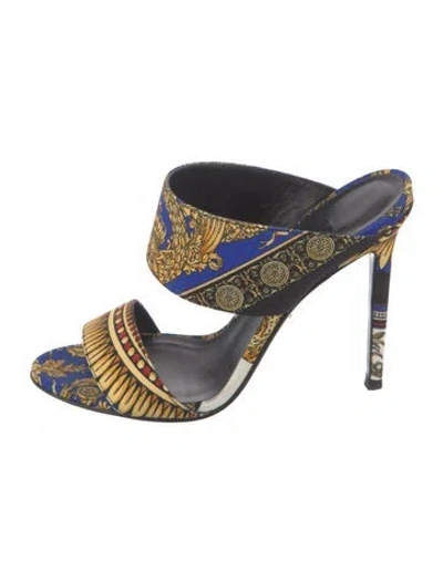 Pre-owned Versace Graphic Print Sandals In Blue/gold