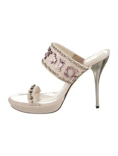 Pre-owned Versace Graphic Print Sandals In Neutrals