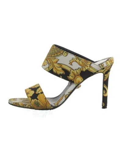 Pre-owned Versace Graphic Print Sandals In Yellow