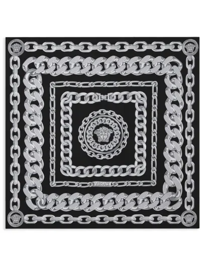 Versace Graphic-print Scarf In Black