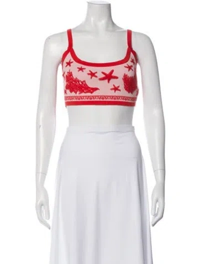 Pre-owned Versace Graphic Print Scoop Neck Sports Bra In Blue