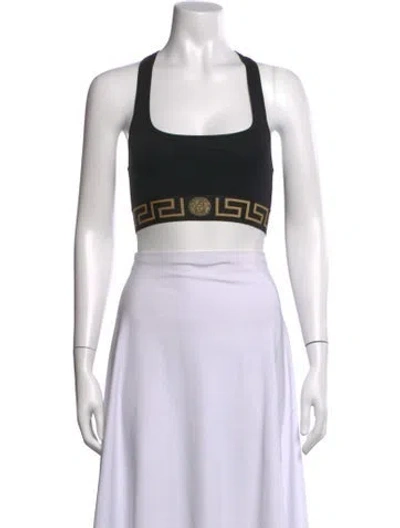 Pre-owned Versace Graphic Print Scoop Neck Sports Bra W/ Tags In White