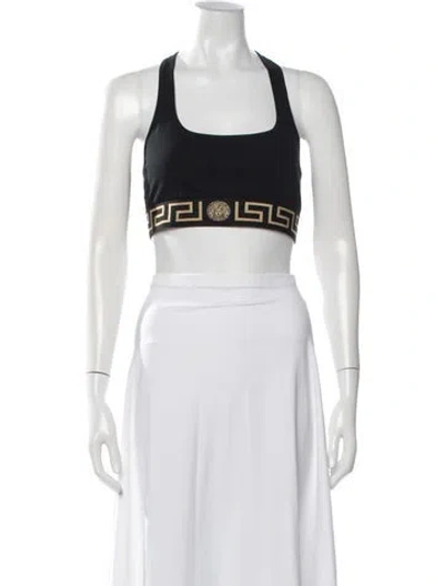 Pre-owned Versace Graphic Print Scoop Neck Sports Bra In White