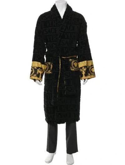 Pre-owned Versace Graphic Print Sequin Embellishments Robe In Black