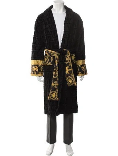 Pre-owned Versace Graphic Print Sequin Embellishments Robe In Black