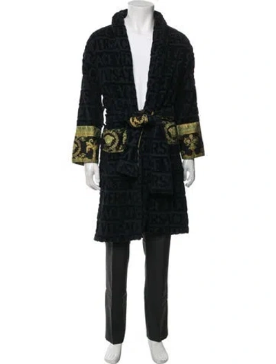 Pre-owned Versace Graphic Print Sequin Embellishments Robe In Black