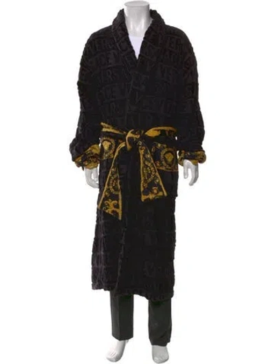Pre-owned Versace Graphic Print Sequin Embellishments Robe In Black