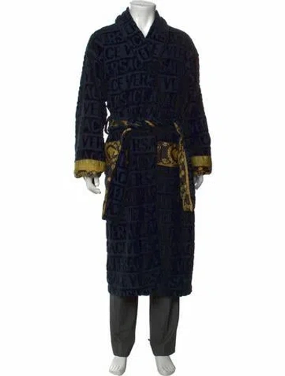Pre-owned Versace Graphic Print Sequin Embellishments Robe In Black