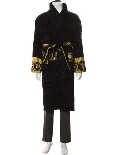Pre-owned Versace Graphic Print Sequin Embellishments Robe In Black