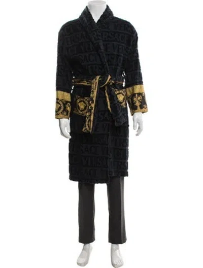 Pre-owned Versace Graphic Print Sequin Embellishments Robe In Black/yellow